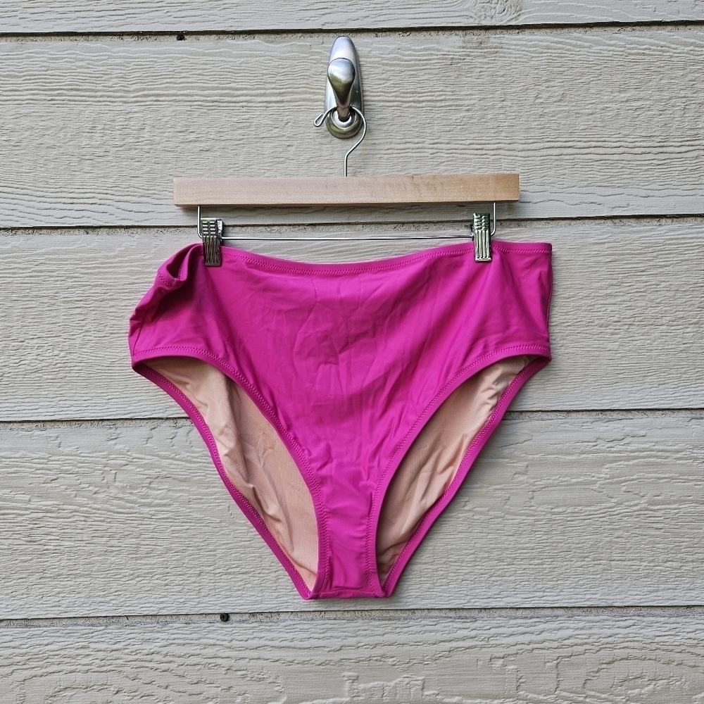 NWT J. Crew hot pink Hallie high waisted bikini bottom XXL